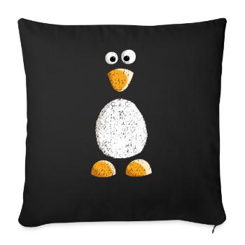 Petit pingouin doux avec style vintage - Housse de coussin décorative 45 x 45 cm - noir - Devant