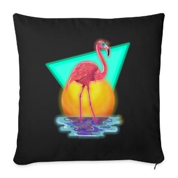 80's flamingo - Sofa pillowcase 17,3'' x 17,3'' (45 x 45 cm) - black - Front