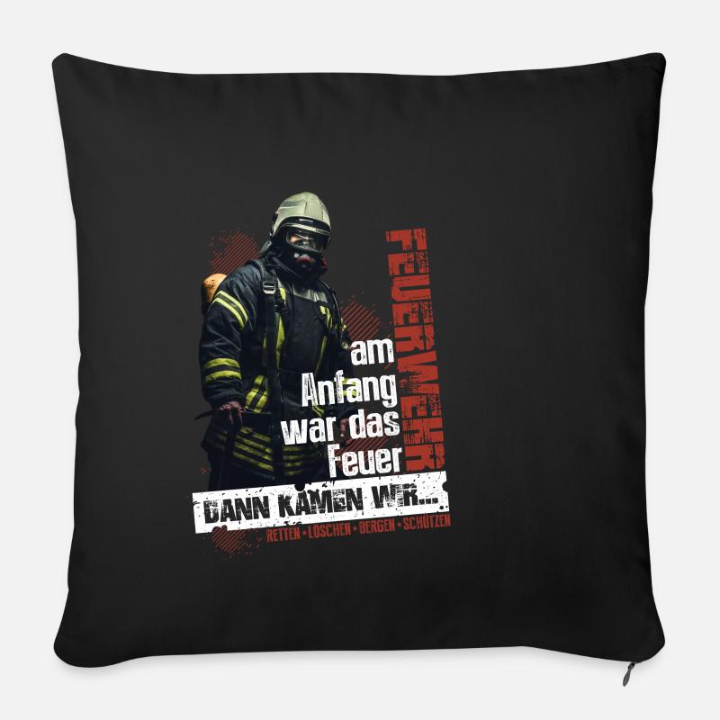 Feuerwehr - Dann kamen wir - Sofakissenbezug 45 x 45 cm - Schwarz