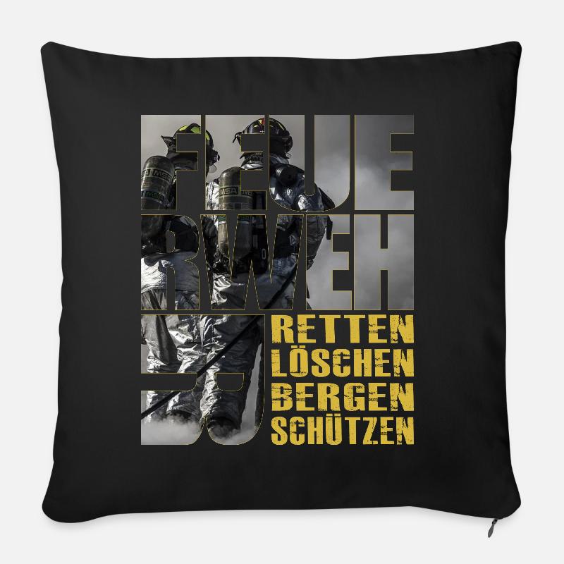 Feuerwehr - ReLoeBeSue - Sofakissenbezug 45 x 45 cm - Schwarz