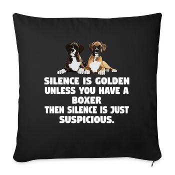 Le silence du chien boxeur est d’or à moins que - Housse de coussin décorative 45 x 45 cm - noir - Devant