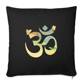 Om watercolor in pastel with butterflies - Sofa pillowcase 17,3'' x 17,3'' (45 x 45 cm) - black - Front