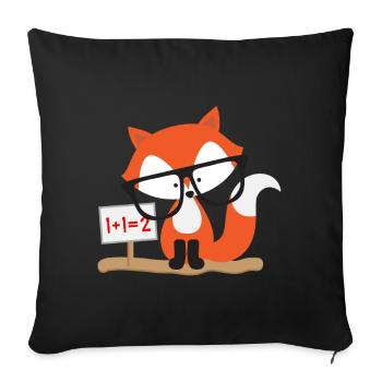 Children's motive: clever fox calculates - Sofa pillowcase 17,3'' x 17,3'' (45 x 45 cm) - black - Front
