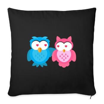 Motif enfant amoureux Owls Chemise enfant Owl - Housse de coussin décorative 45 x 45 cm - noir - Devant