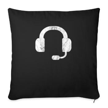Headset / Headphones / DJ / Gamer - Sofa pillowcase 17,3'' x 17,3'' (45 x 45 cm) - black - Front