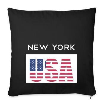 New York, États-Unis, États-Unis T-shirt NYC - Housse de coussin décorative 45 x 45 cm - noir - Devant