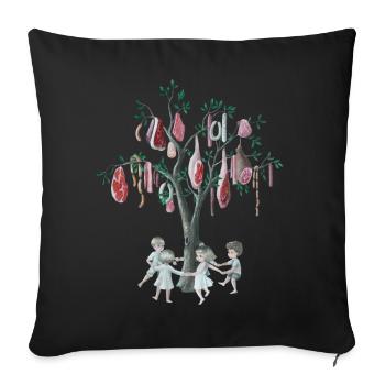 The Meat Tree - Art for Animal Rights - Sofa pillowcase 17,3'' x 17,3'' (45 x 45 cm) - black - Front