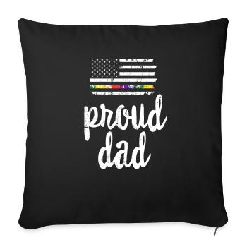 T-shirt lgbt Pride American Flag - Proud Dad 4th - Housse de coussin décorative 45 x 45 cm - noir - Devant