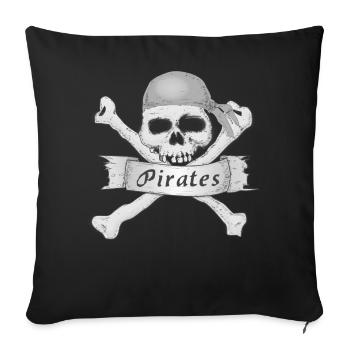 Crâne de pirate - Housse de coussin décorative 45 x 45 cm - noir - Devant