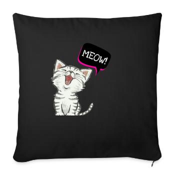 Cat meow - Sofa pillowcase 17,3'' x 17,3'' (45 x 45 cm) - black - Front
