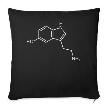 Serotonin Structure Chemistry Happiness - Sofa pillowcase 17,3'' x 17,3'' (45 x 45 cm) - black - Front