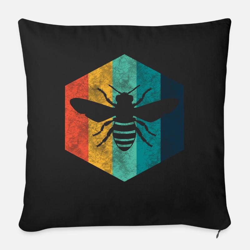 Biene Retro Imker - Sofakissenbezug 45 x 45 cm - Schwarz