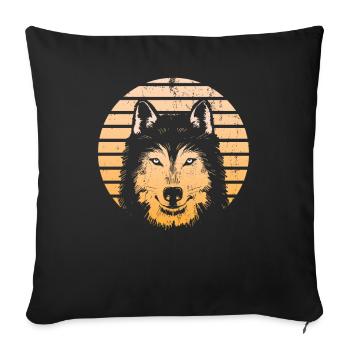 wolf - Sofa pillowcase 17,3'' x 17,3'' (45 x 45 cm) - black - Front