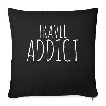 Travel Travel Travel - Sofa pillowcase 17,3'' x 17,3'' (45 x 45 cm) - black - Front