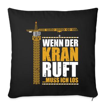 Cadeau drôle de conducteur de grue - Housse de coussin décorative 45 x 45 cm - noir - Devant