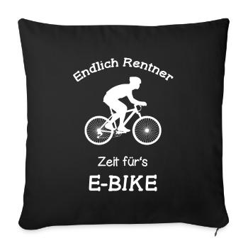 Vélo retraité retraité e-bike - Housse de coussin décorative 45 x 45 cm - noir - Devant