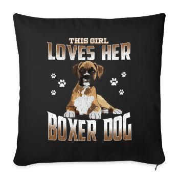 Boxer Dog Womens This Girl Loves Her Boxer Dog - Sofa pillowcase 17,3'' x 17,3'' (45 x 45 cm) - black - Front