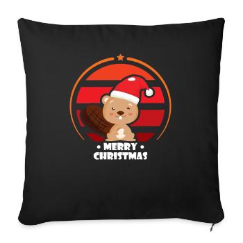 Chapeau de noel castor noel animaux Adevent - Housse de coussin décorative 45 x 45 cm - noir - Devant