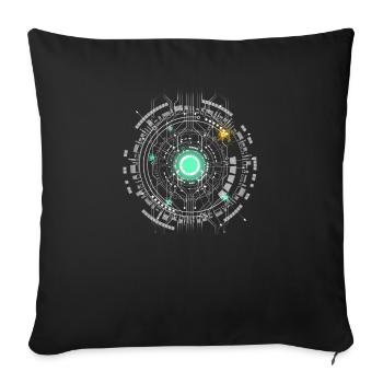 nerd CPU core computer code pc board spaceship - Sofa pillowcase 17,3'' x 17,3'' (45 x 45 cm) - black - Front