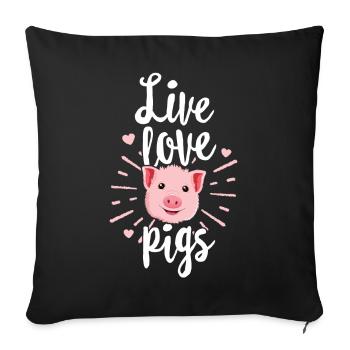 Live Love Pigs TShirt Kids Women Funny Farmer - Sofa pillowcase 17,3'' x 17,3'' (45 x 45 cm) - black - Front