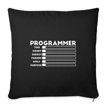 Programmer nerd computer HTML - Sofa pillowcase 17,3'' x 17,3'' (45 x 45 cm) - black - Front