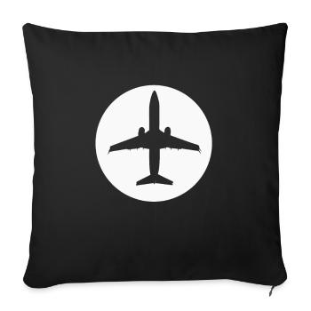 Pilot Flugzeug Airplane Geschenk - Sofakissenbezug 45 x 45 cm - Schwarz - Vorne