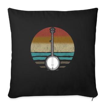 Banjo Coucher de soleil - Housse de coussin décorative 45 x 45 cm - noir - Devant
