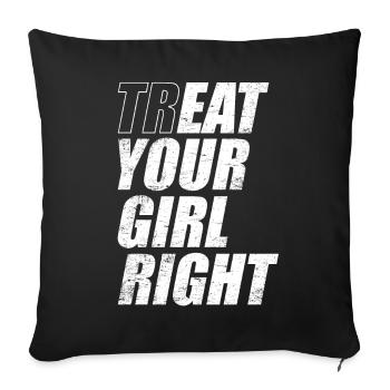 Treat & Eat Your Girl Right / Sex for Valentine's Day - Sofa pillowcase 17,3'' x 17,3'' (45 x 45 cm) - black - Front