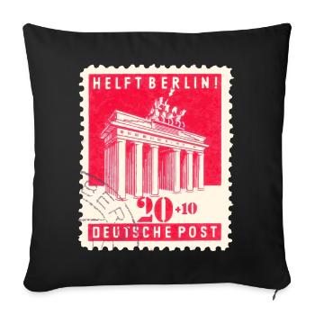 Helft Berlin Briefmarke 20 + 10 Rot 1948 - Sofakissenbezug 45 x 45 cm - Schwarz - Vorne