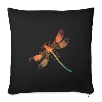 Colorful rainbow dragonfly - Sofa pillowcase 17,3'' x 17,3'' (45 x 45 cm) - black - Front