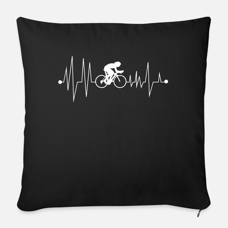 cyclisme cycliste cycliste vélo de course pouls - Housse de coussin décorative 45 x 45 cm - noir
