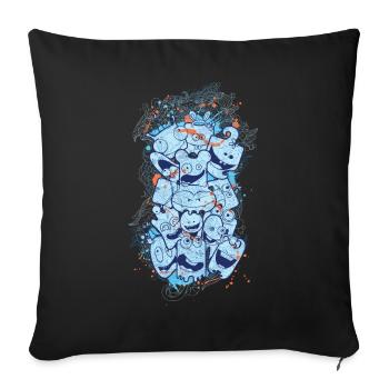 Cute Monster Blue Funny Cool - Sofa pillowcase 17,3'' x 17,3'' (45 x 45 cm) - black - Front