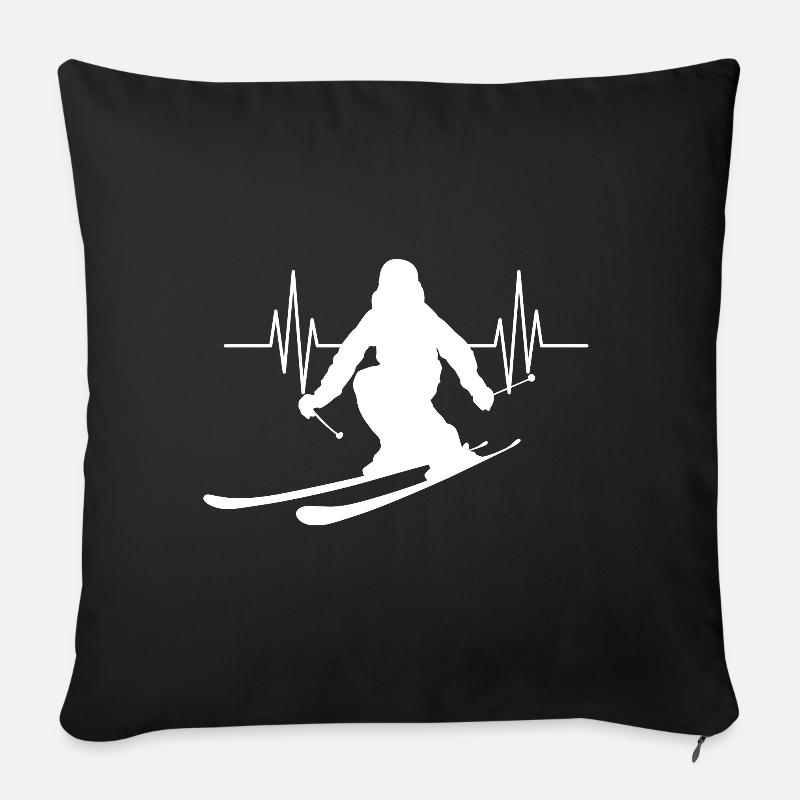 Sports de ski - Housse de coussin décorative 45 x 45 cm - noir