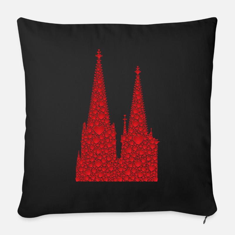 Kölner Dom Herzen Kölle Liebe Herz Karneval Köln - Sofakissenbezug 45 x 45 cm - Schwarz