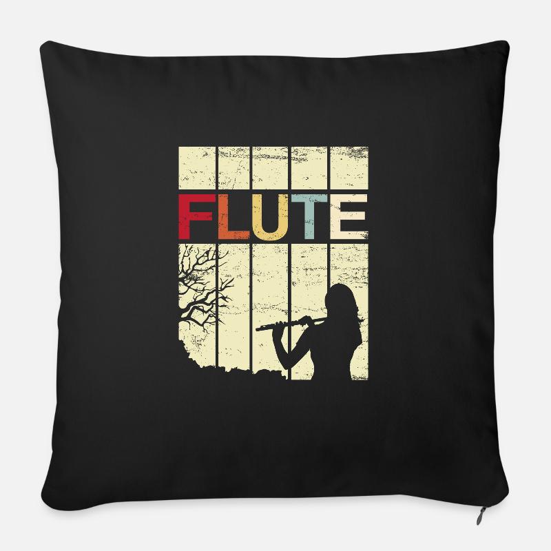 Flöte - Sofakissenbezug 45 x 45 cm - Schwarz