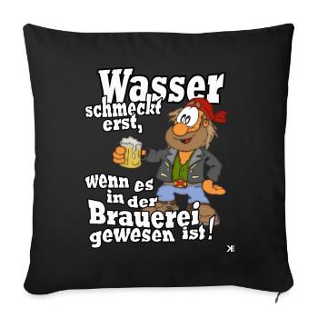 Wasser schmeckt! Bier Mallorca Shirt - Sofakissenbezug 45 x 45 cm - Schwarz - Vorne