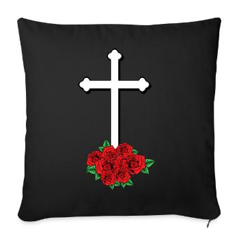 Kreuz Gott Kirche Religion Jesus Tod Beerdigung - Sofakissenbezug 45 x 45 cm - Schwarz - Vorne