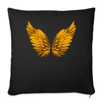 Ailes angéliques aile ange aile or or - Housse de coussin décorative 45 x 45 cm - noir - Devant