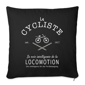 Cyclist French/ German - Sofa pillowcase 17,3'' x 17,3'' (45 x 45 cm) - black - Front
