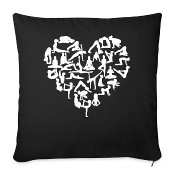 coeur de yoga blanc - Housse de coussin décorative 45 x 45 cm - noir - Devant