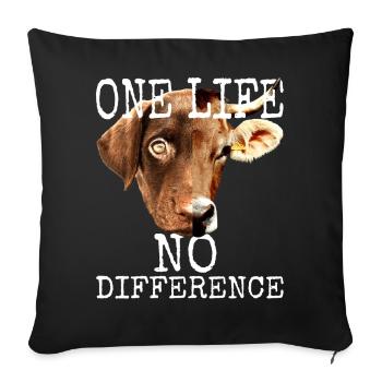 One Life No Difference Vegan Vegetan Tierschutz - Housse de coussin décorative 45 x 45 cm - noir - Devant