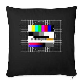 Fernseher Testbild 90er Party 80er Jahre Retro 90s - Sofakissenbezug 45 x 45 cm - Schwarz - Vorne