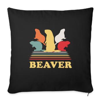 Castor Retro - Housse de coussin décorative 45 x 45 cm - noir - Devant