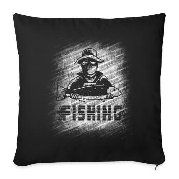 Fishing - Sofa pillowcase 17,3'' x 17,3'' (45 x 45 cm) - black - Front