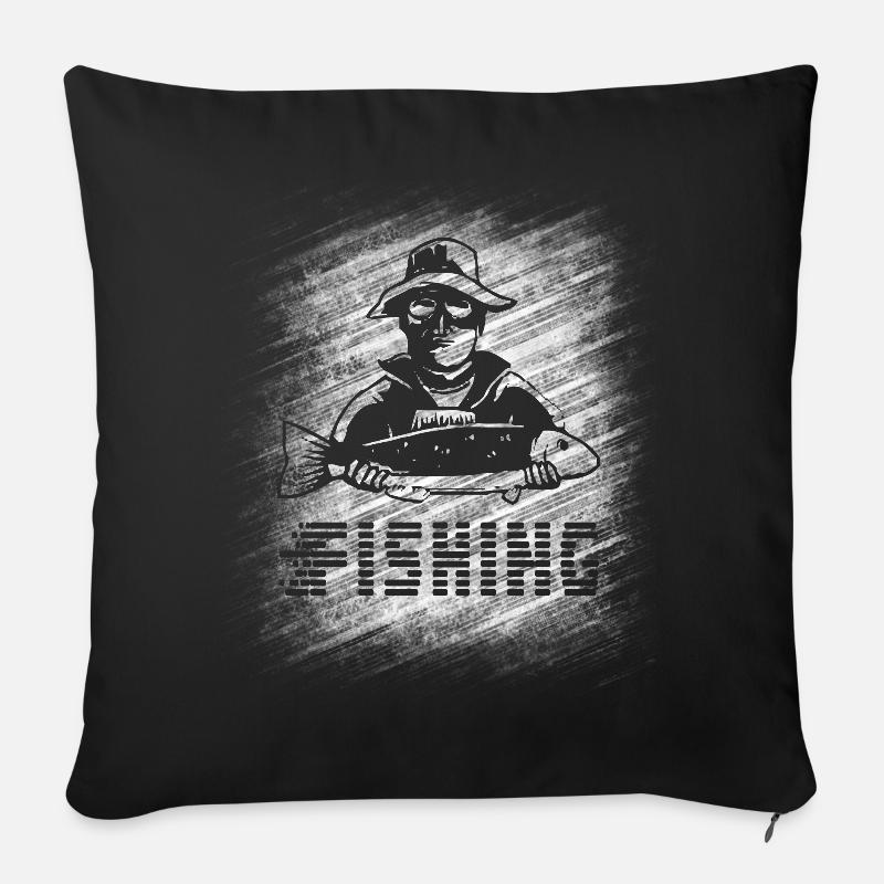 Fishing - Sofakissenbezug 45 x 45 cm - Schwarz