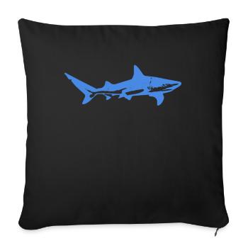 Requin bleu - Housse de coussin décorative 45 x 45 cm - noir - Devant