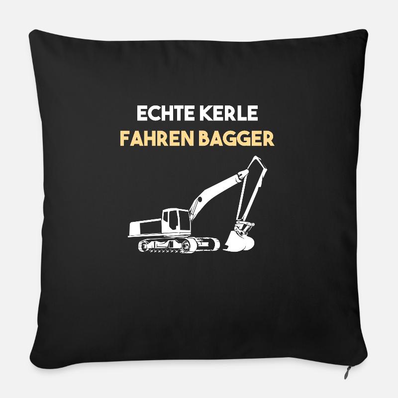 Bagger Baggerfahrer Baggern - Sofakissenbezug 45 x 45 cm - Schwarz