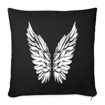 Angel Wing Silver White Angel Wings Angel Wings - Sofa pillowcase 17,3'' x 17,3'' (45 x 45 cm) - black - Front
