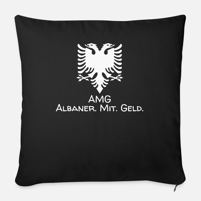 Albanien Flagge "AMG - Albaner mit Geld" - Sofakissenbezug 45 x 45 cm - Schwarz