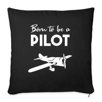 Voyage en avion pilote - Housse de coussin décorative 45 x 45 cm - noir - Devant